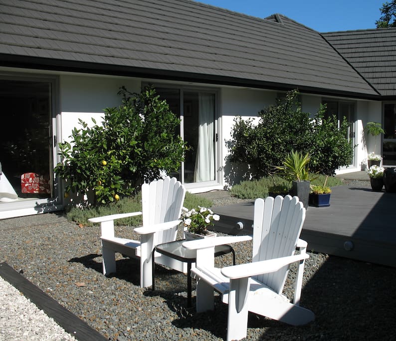 Each of the three rooms opens out onto the private courtyard