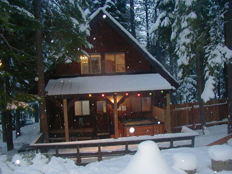 deck with hot tub