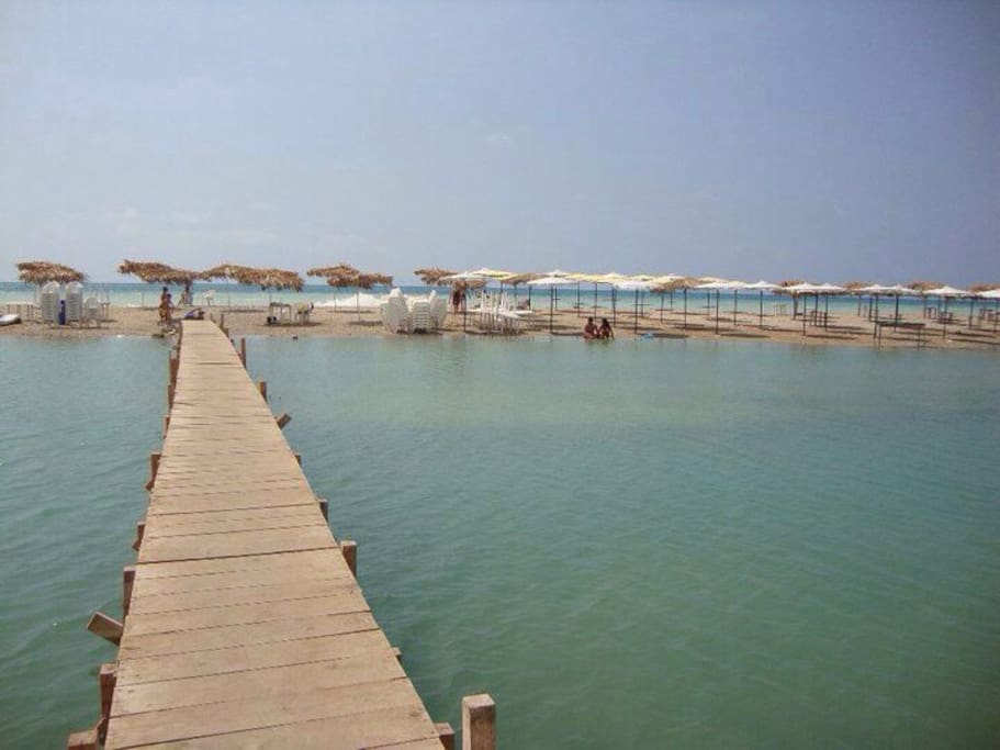 this beach is 3 min by car away from the apartment