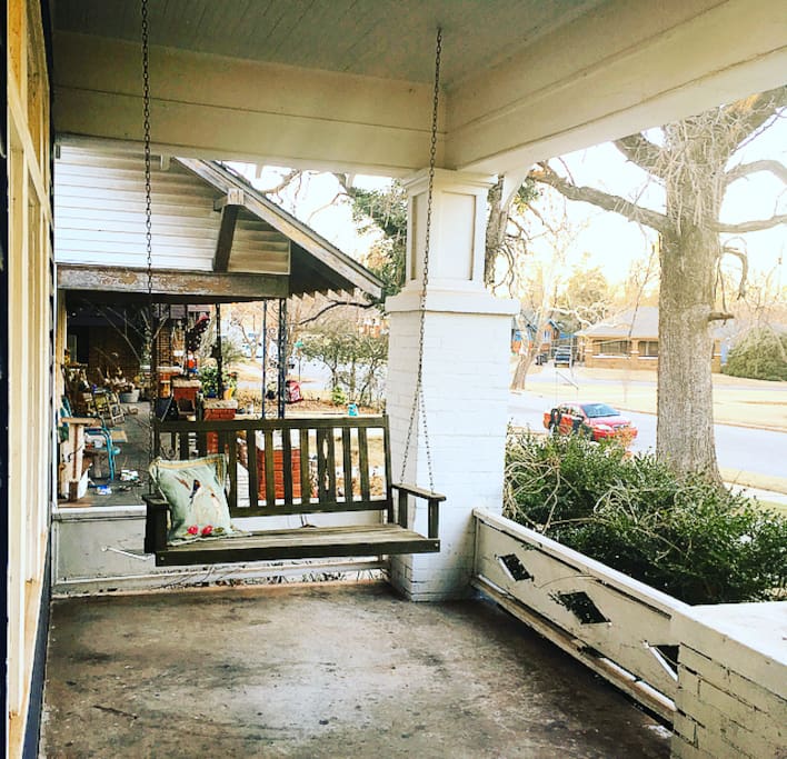 a big front porch and porch swing greet you when you arrive!