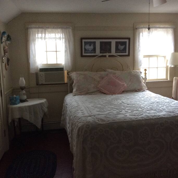 Private upstairs bedroom with queen size bed and large closet. A/C and fan as needed.