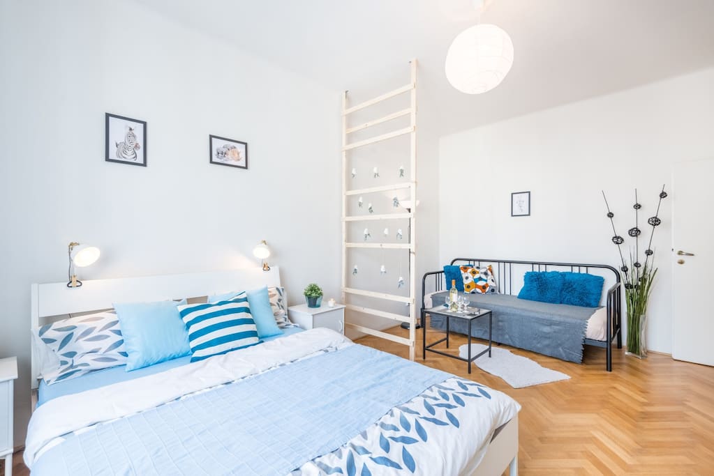 The third bedroom with comfy double bed and fold out sofa