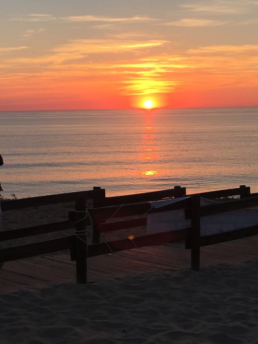 The beach at sunset
