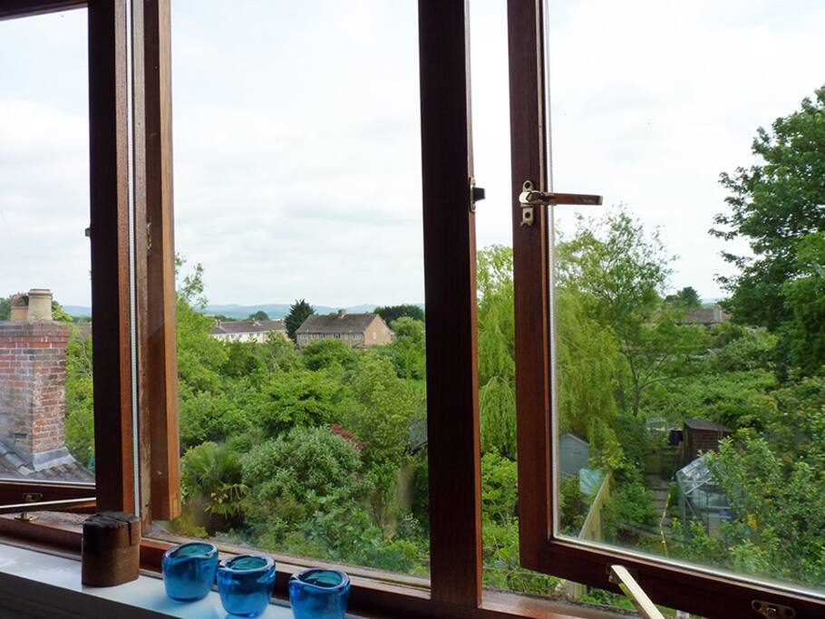 Lovely far reaching views towards Cley Hill and Longleat estate from this bedroom at the top of the house