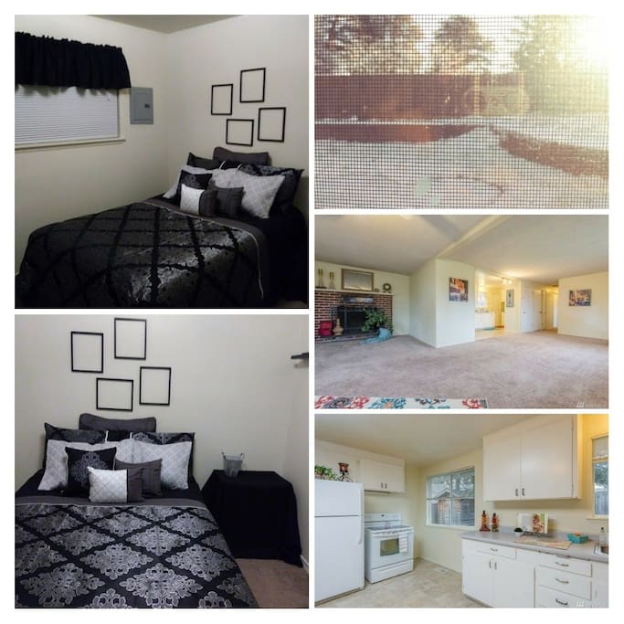 bedroom and living area