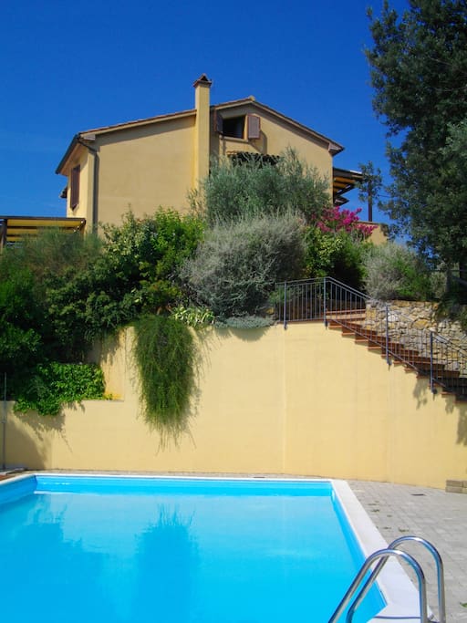 VIEW OF LITTLE WINDOW OF CASA AGATA FROM POOL SIDE