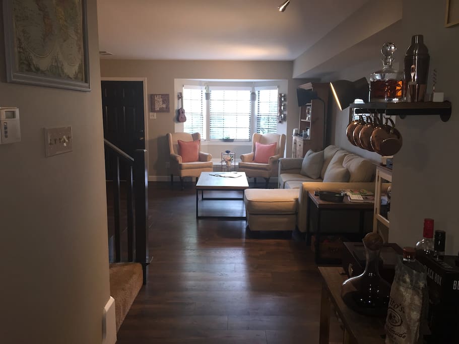View of the living room from the kitchen