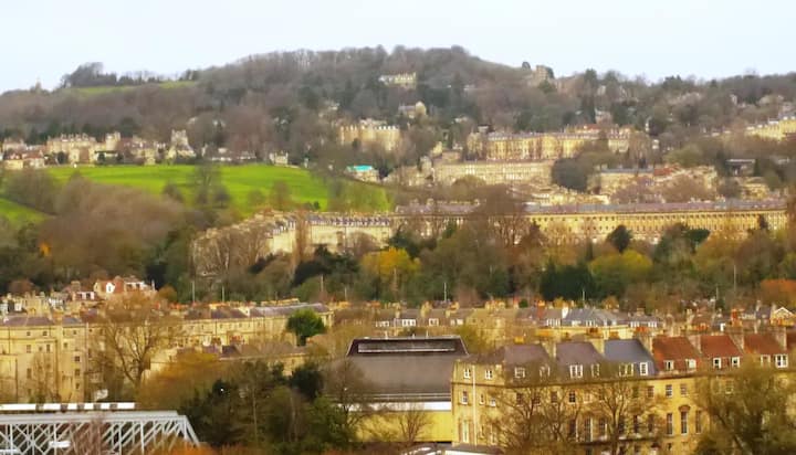 This photo does not do the view from the room justice but you can see the Royal Crescent, the Abbey and Solsbury Hill 