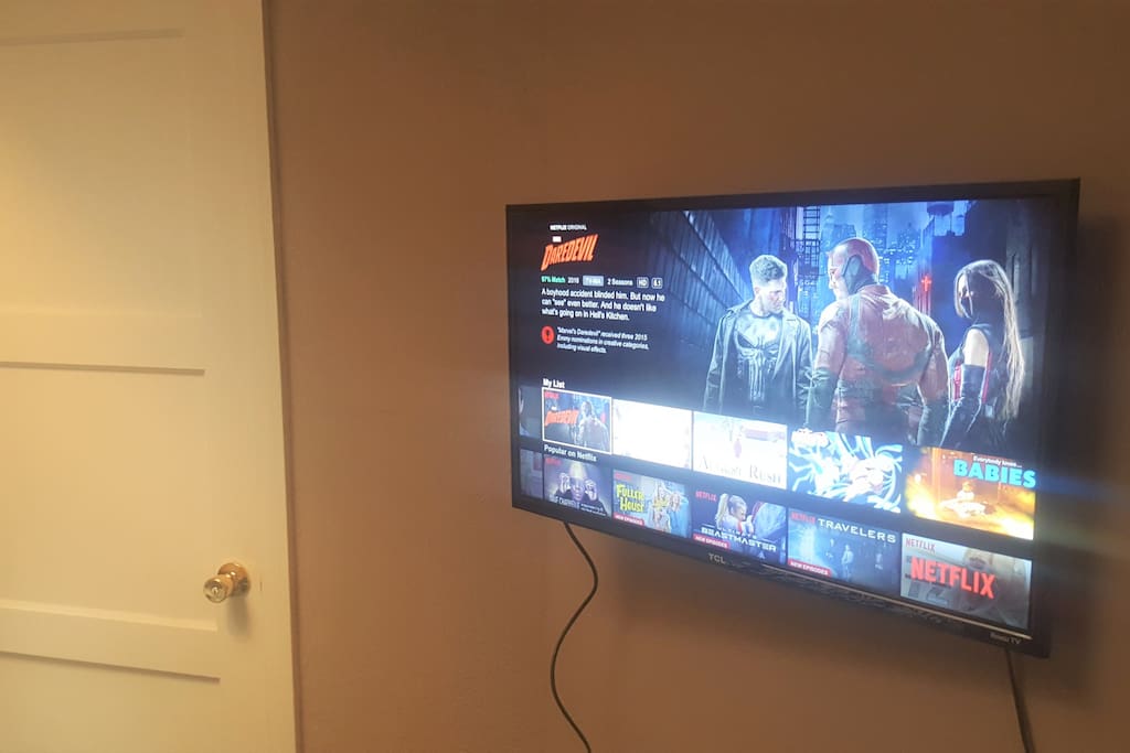 New flat-screen TV in your room with free access to Netflix!
