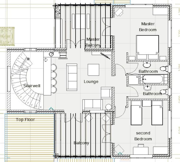 plan of the upstairs apartment