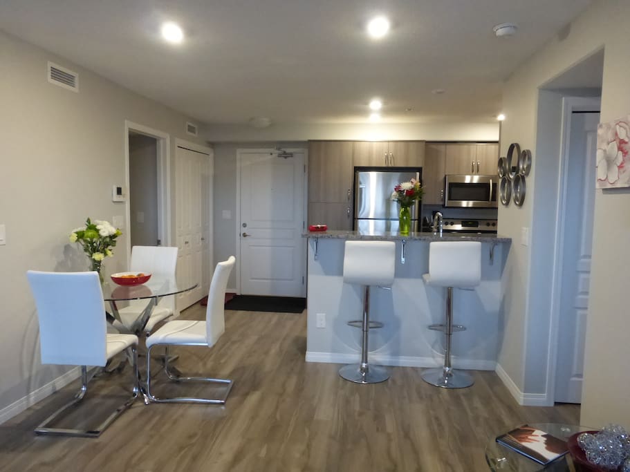 Chic barstools and dining table