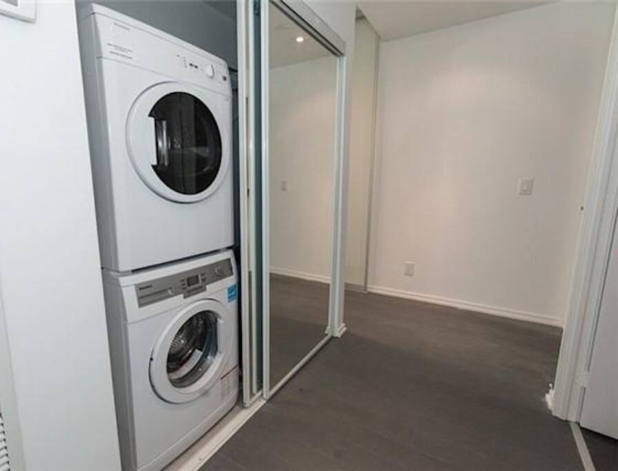 In unit washer and dryer, pack light for travel!
