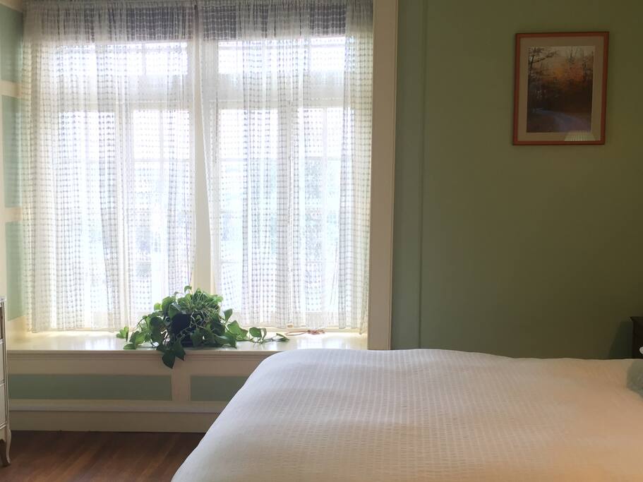 Queen bed with down comforter