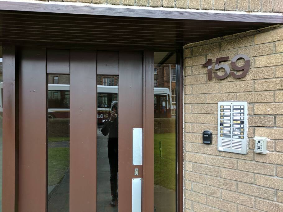 Secure main door to the development with entry system