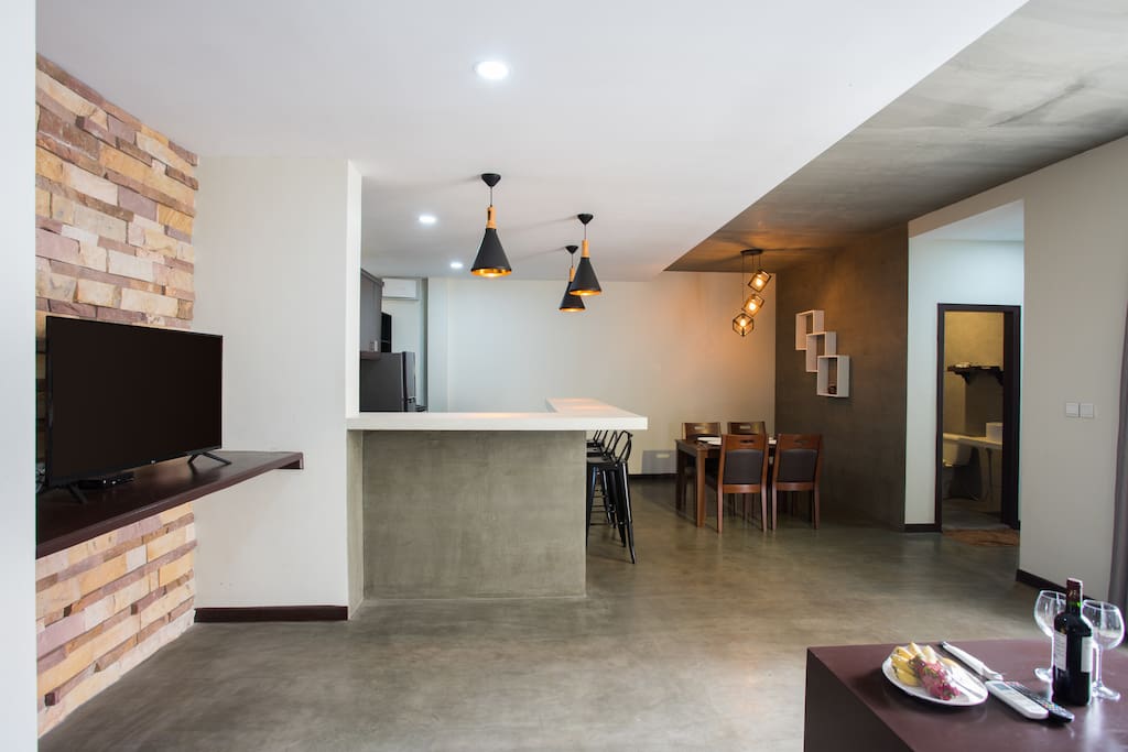 Living Room, Kitchen and Dinning Area