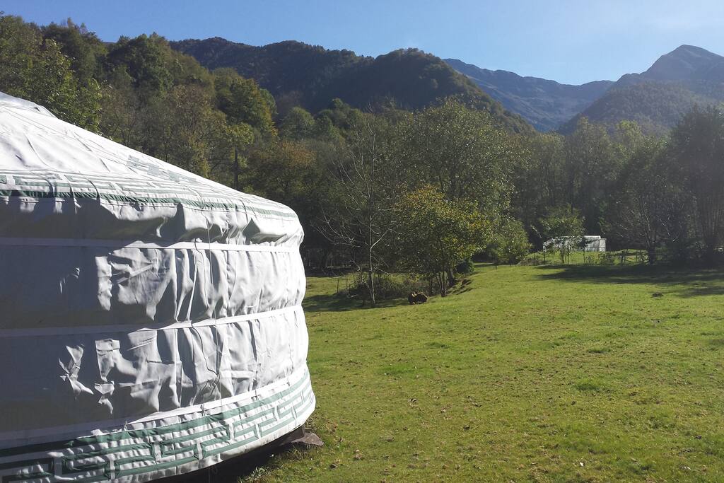 View of the mountains from the yurt.