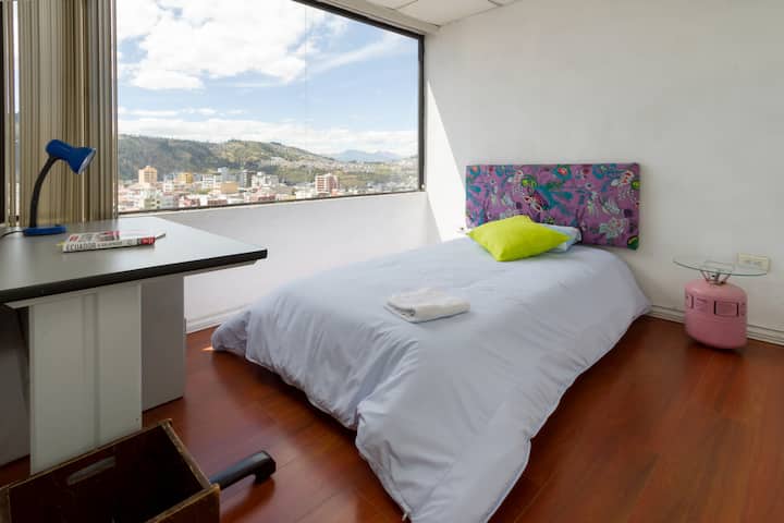 Room 2, single bed, nice view, desk, spacious, luminosity
