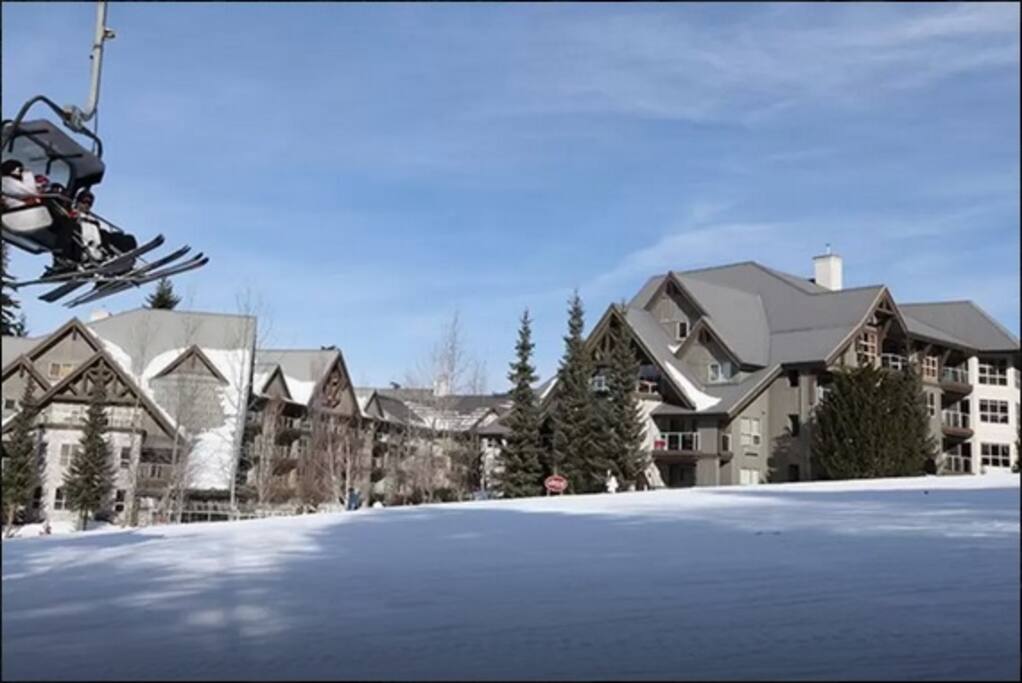 Ski run is like a back yard.