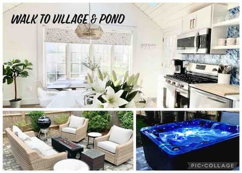 ★Hot Tub★Pet OK★Firepit★Walk to Village&Beach★King