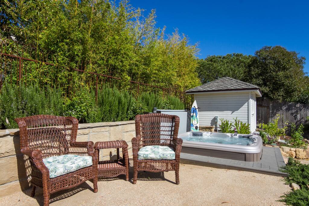 Seating around the hot tub