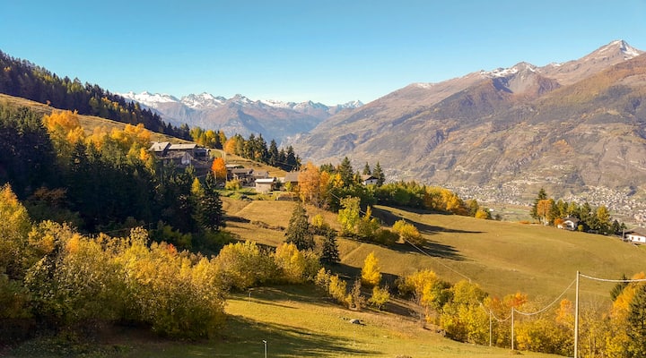 SC1: Wooden-stone chalet, garden, view - Pila