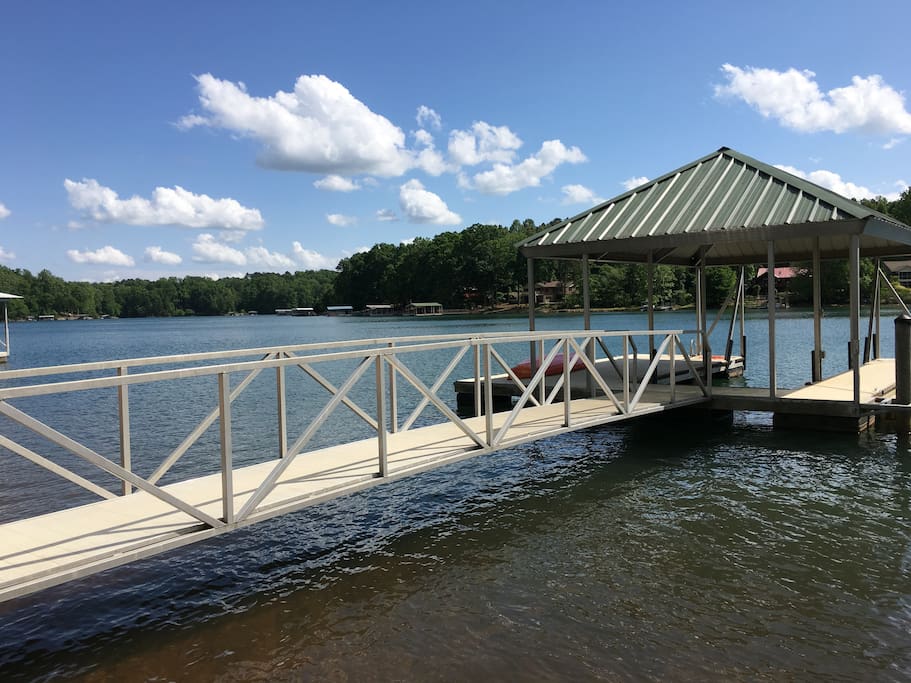 Dock on deep water with swim ladder
