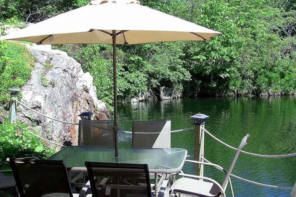 Deck beside Cottage home alongside the Quarry Pond.