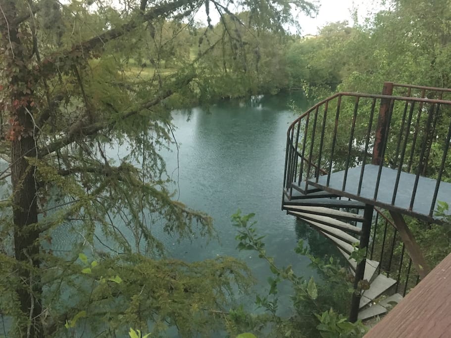 Shared condo complex access to the river. Stairs leading to river.