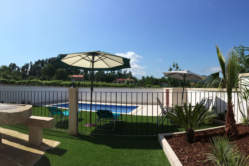 Outside pool area (with children safe fence)