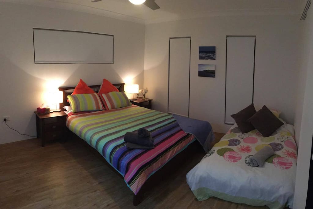 Large Room set up for 3 (Queen with King Single)