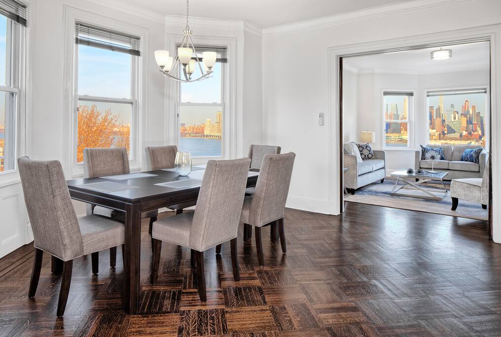 Dining room with view to living room