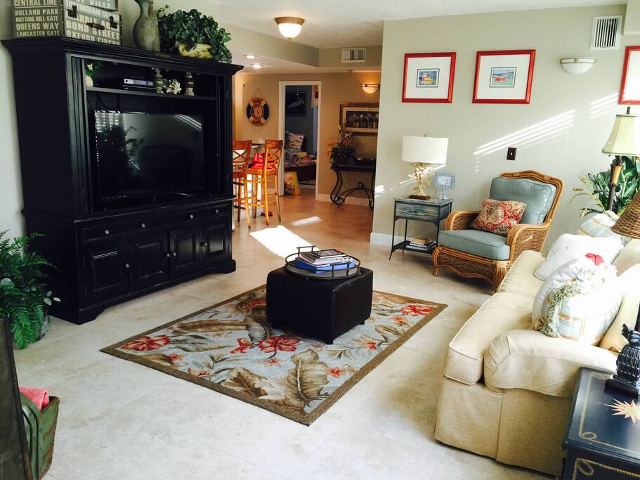 Front living room area with pullout sofa.