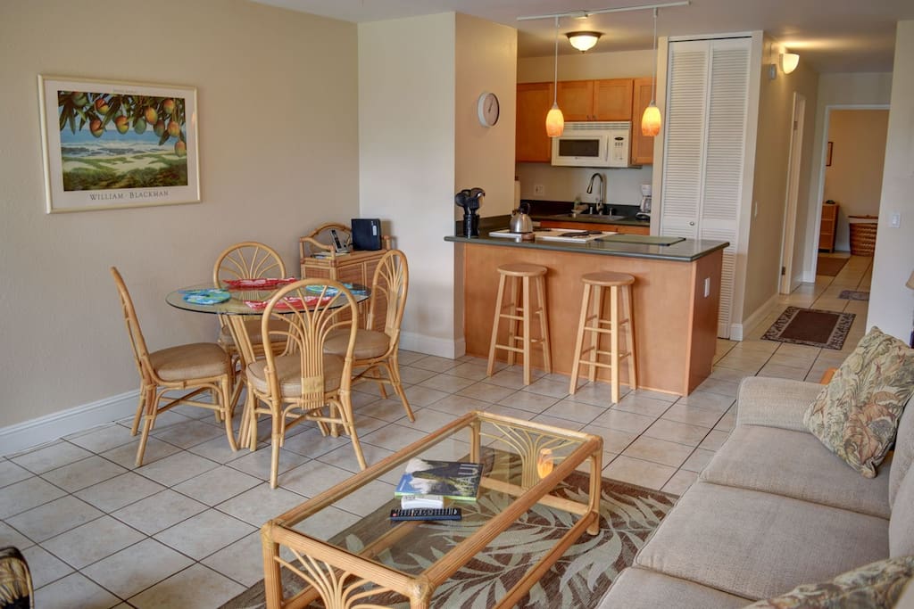 Open living and dining area
