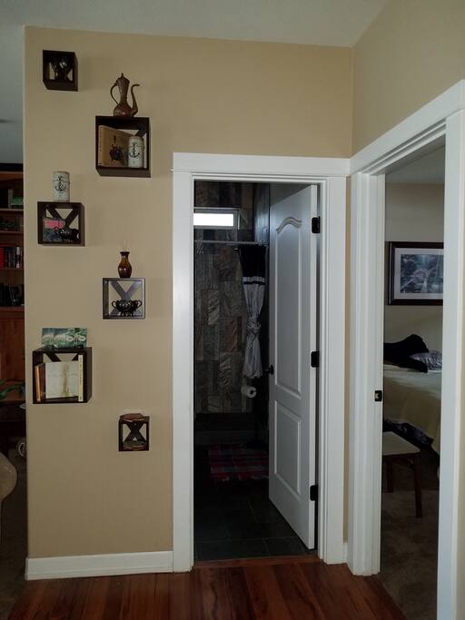 Downstairs Bathroom and Bedroom entrances.