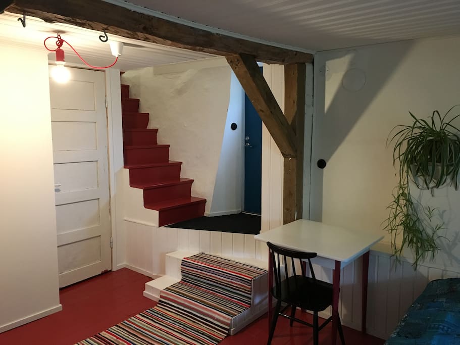 You can share the kitchen upstairs with us.