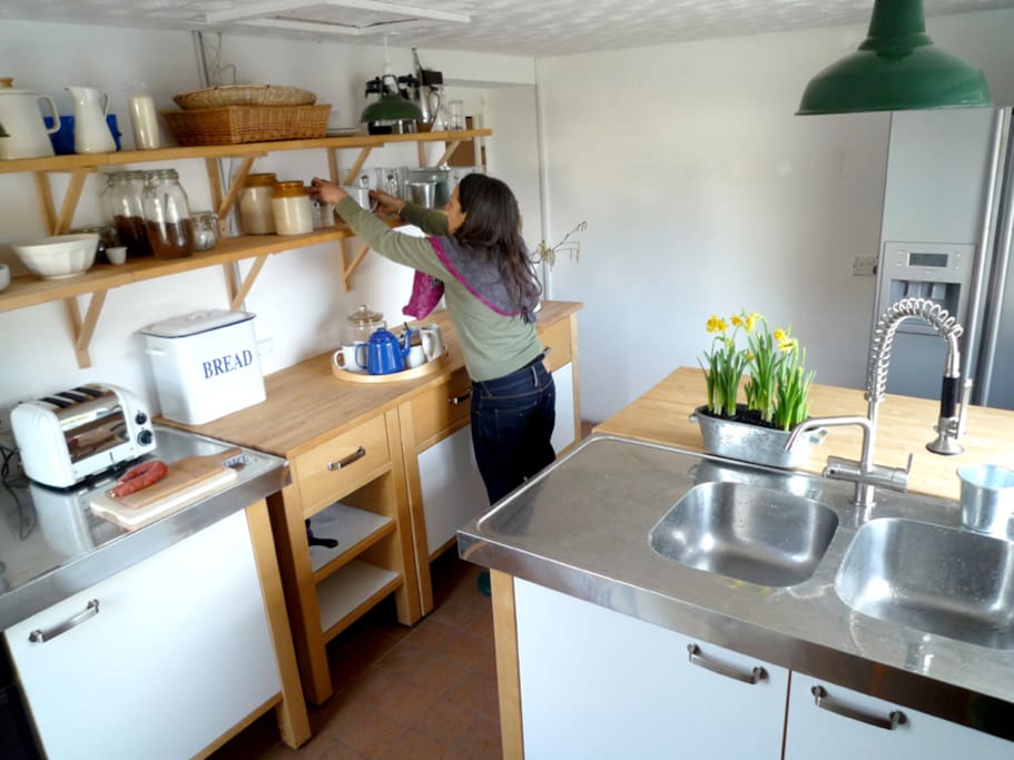 Kitchen with oven & hob, fridge freezer & plenty of storage space - just off the dining area.