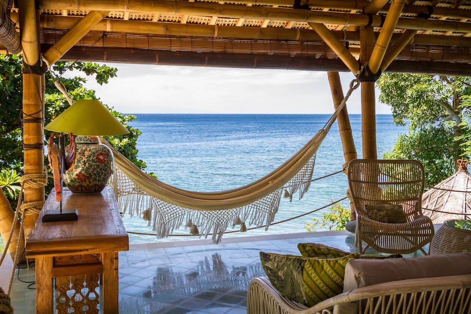 Villa Makara, a bamboo beach house facing Lombok, Abang, Bali, Indonesia, photo 1 of 10