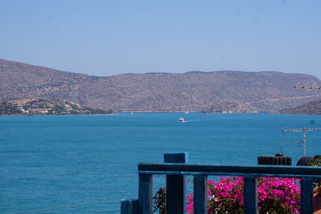 Stunning view overlooking Spinalonga Island and Kolokytha Island from the terrace.