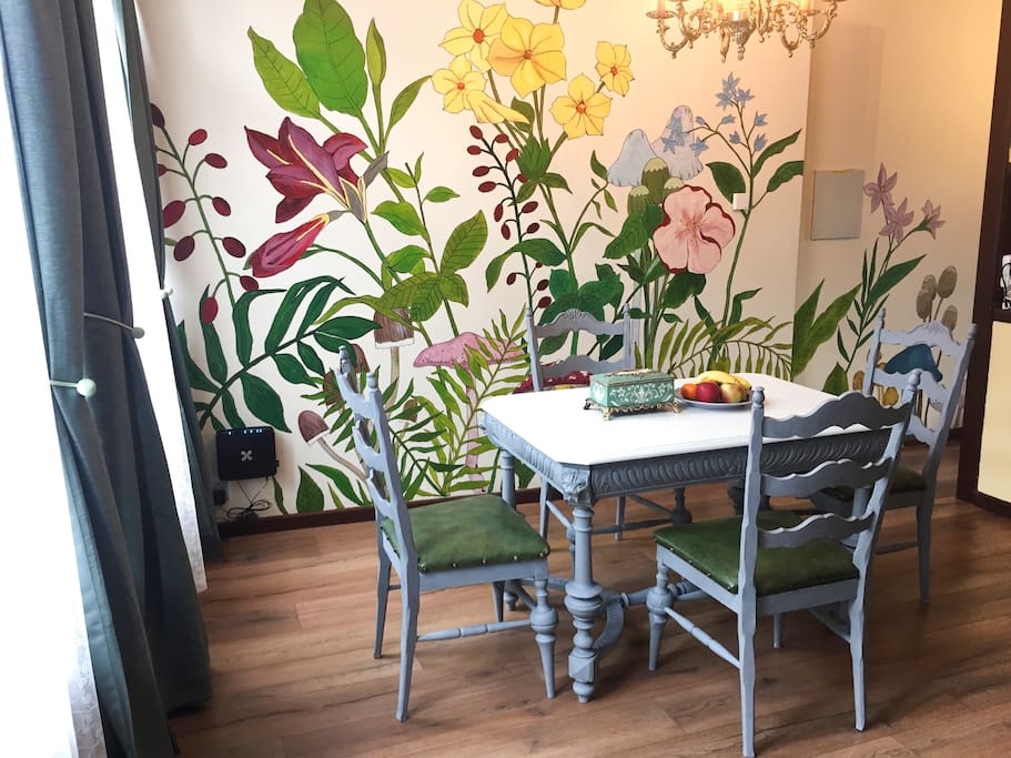 Wall mural painted by my husband and me : )