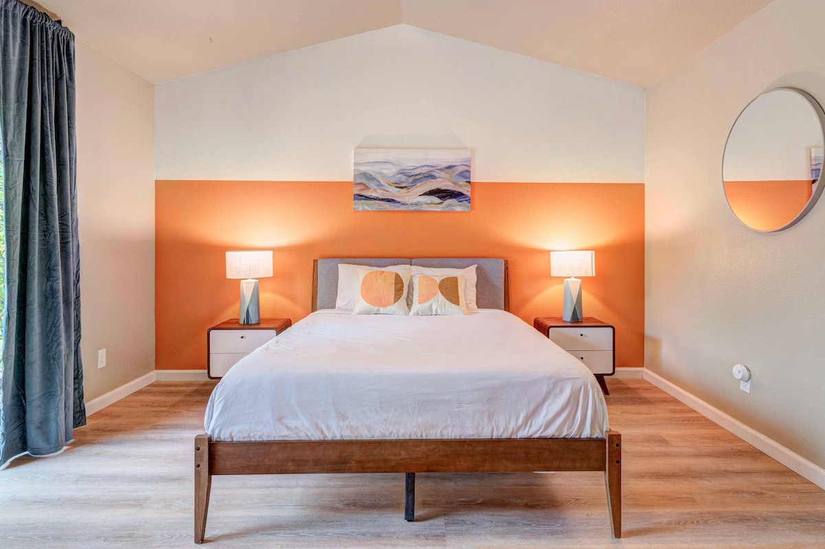 Welcome to your cozy artistically designed master bedroom!