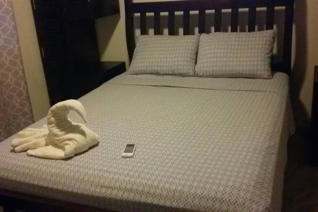 Bedroom #1 has a queen bed with a/c