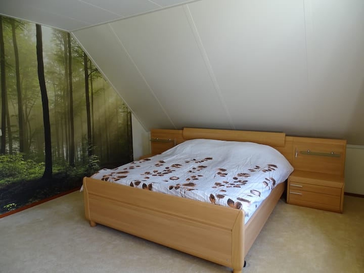 Spacious bedroom with double bed.