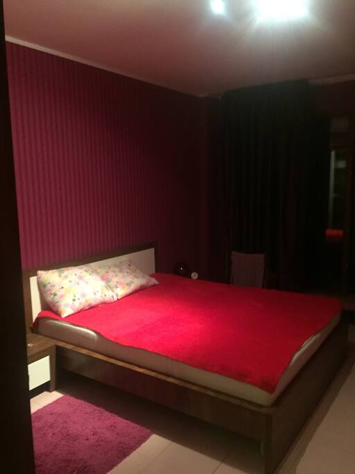 Bedroom with TV, AC and balcony