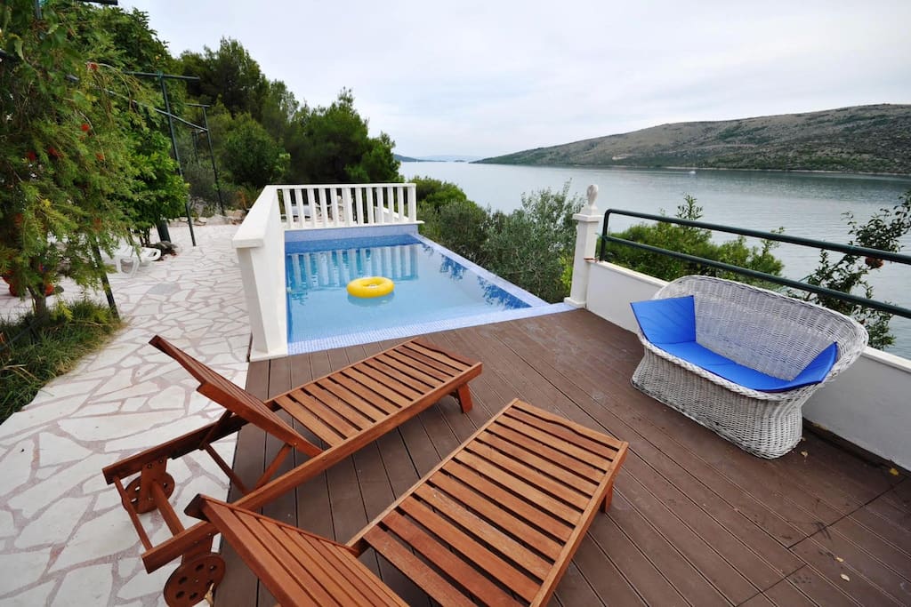 Pool in front of the house