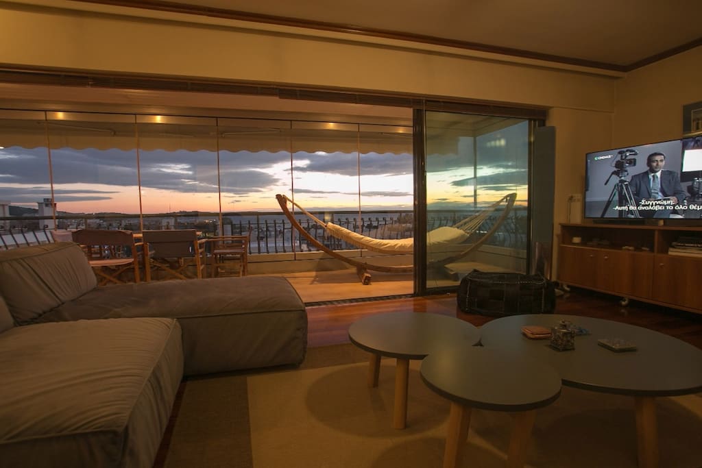 living room with sea view