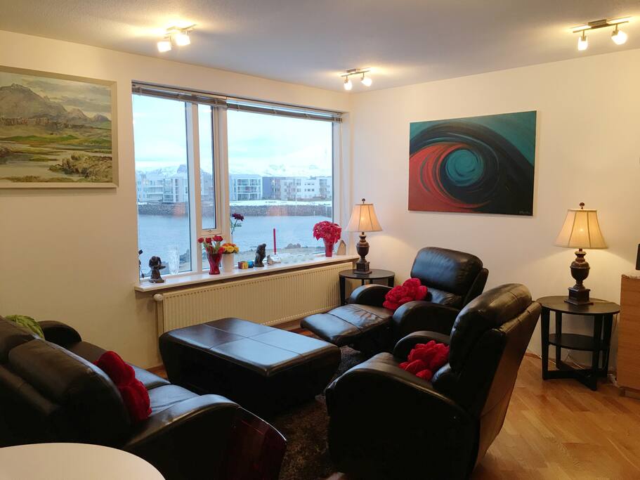 The living room - notice the view