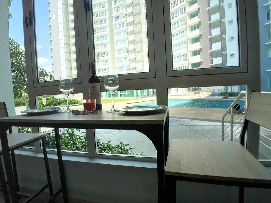 Bar table next to window! Enjoy unforgettable moment with your love one.