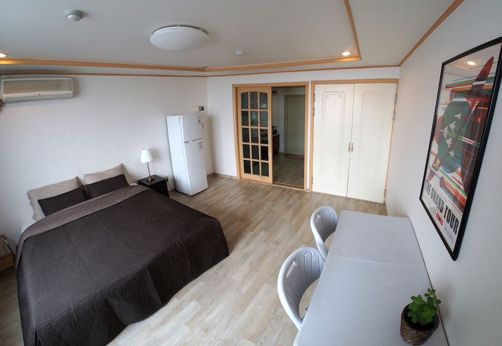 The apartment is spacious and has a super king size bed