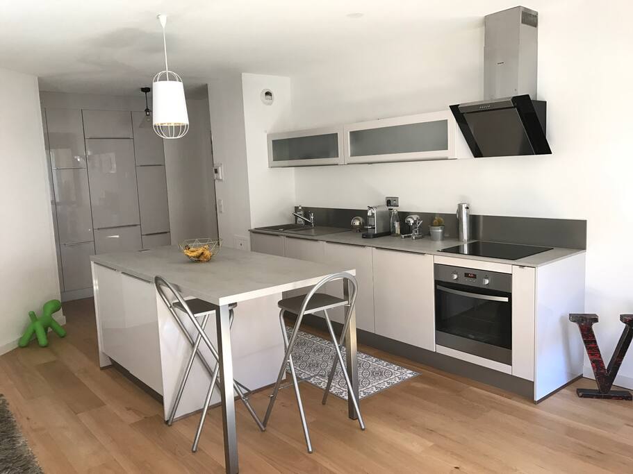 Cuisine ouverte toute équipée ( lave vaisselle , lave linge )