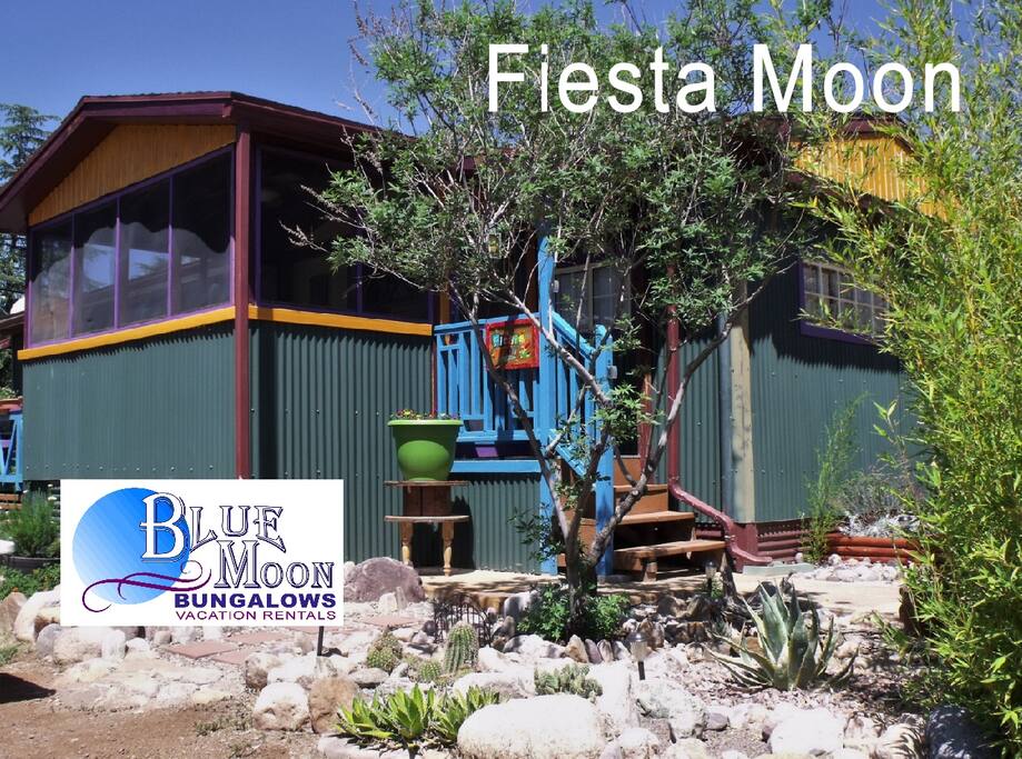 Welcome to Blue Moon Bungalows featuring our Fiesta Moon one bedroom with Queen and a Full Size Foldout in the living room.